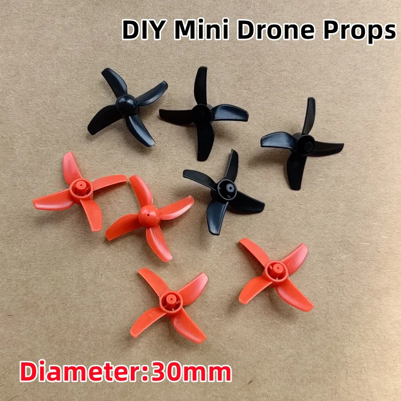 Red Black 30mm Main Blades Props Propellers 4-blade Four-blade Fans R/C Spare Parts For R/C Drone Quadcopter DIY Toys