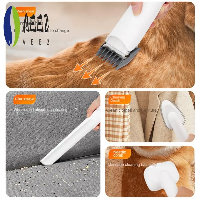 

AEE2-Dog Clipper Grooming Kit And Vacuum Pet Grooming Tools, Low Noise Dog Hair Remover Pet Grooming Supplies Cats EU Plug