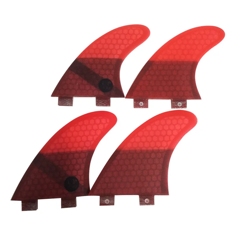 

New Surfboard Fins 4PCS Set For UPSURF FCS UK2.1 Size Red Color Fiberglass Honeycomb Surf Accessories Quad Fin Set