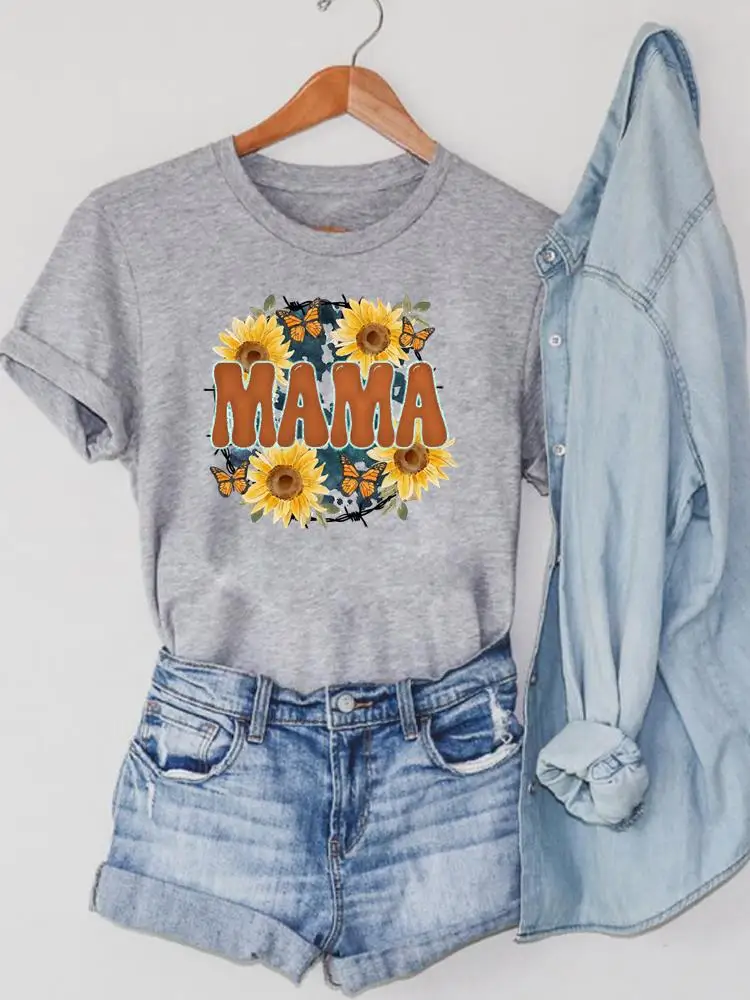 Printing Short Sleeve Graphic T-shirts Clothing Print Leopard Letter Mom Mama Trend Summer Fashion Women Tshirt Top Tee