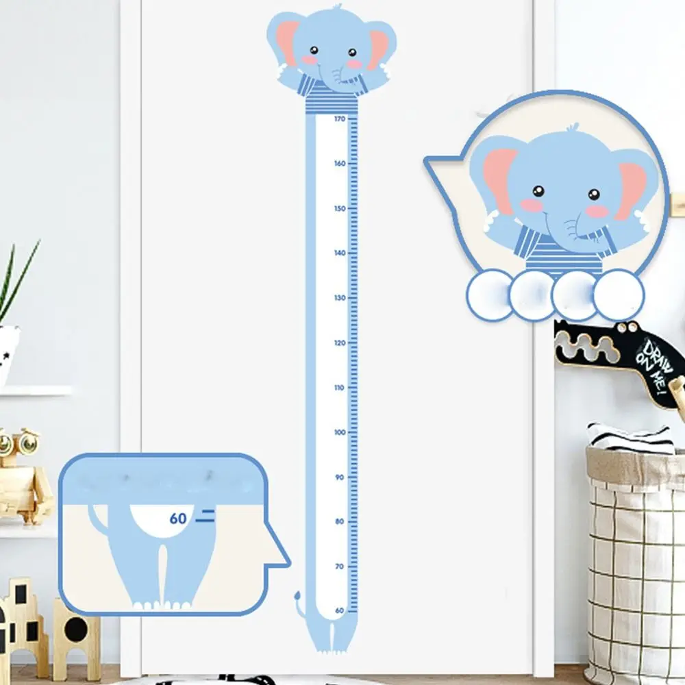 Cartoon Animals Lion Monkey Owl Elephant Height Measure Wall Sticker For Kids Rooms Growth Chart Nursery Room Decor Wall Art