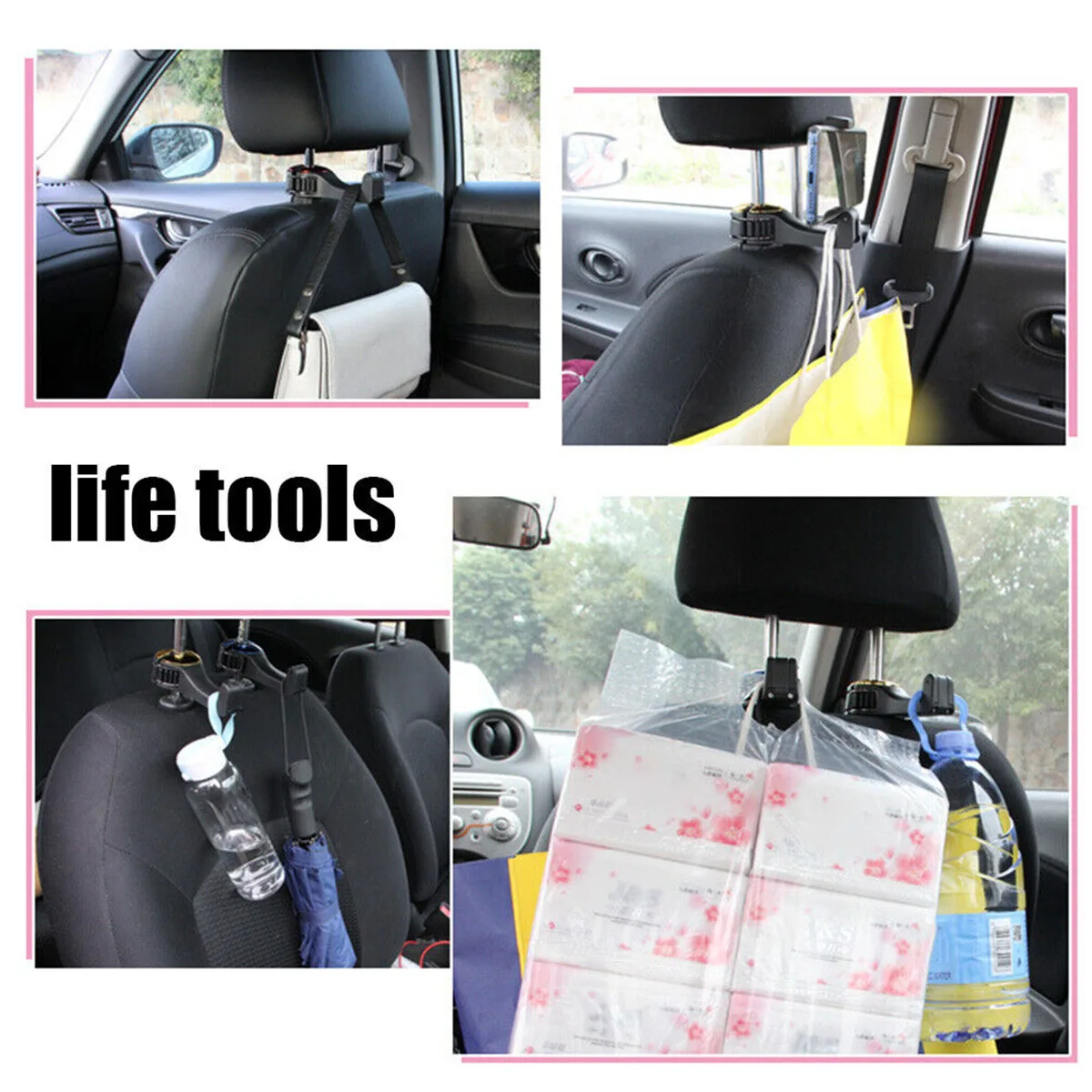 1/2/5 шт. 2 в 1, скрытые крючки для подголовника автомобиля с держателем для мобильного телефона, универсальные вешалки для хранения на спинку автомобильного сиденья, подвесные крючки