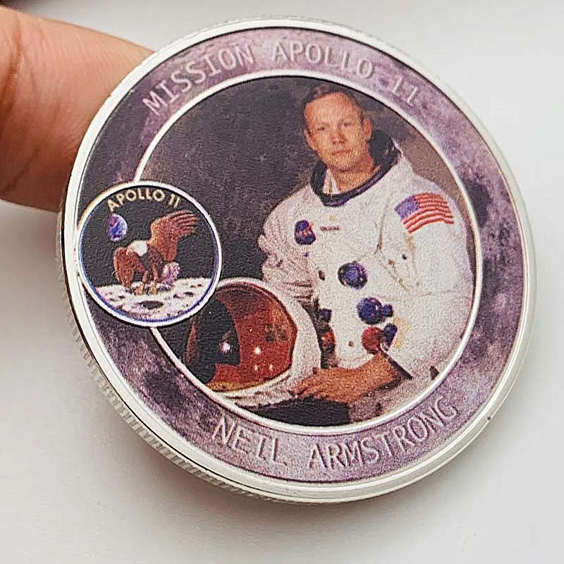 

American astronauts Apollo silver plated Coins Neil First Man on the Moon For Souvenirs Collection Commemorative Coins
