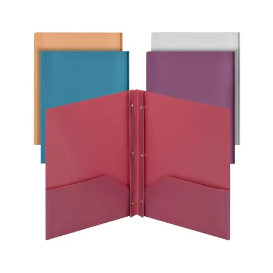 

- Plastic Folders with Pockets and Prong, 5 Pack, Assorted Colors, Pocket Folders, Folders with Prongs, File Folders with Faste