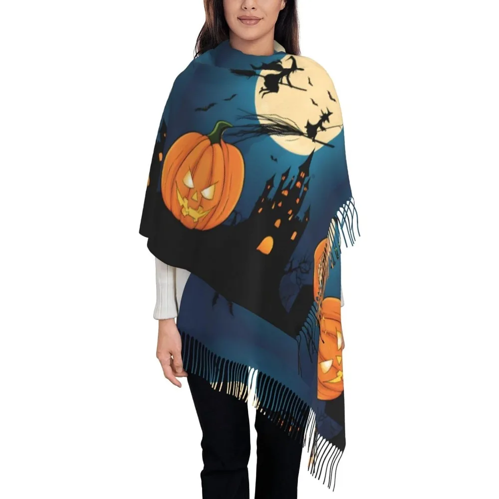

Женский длинный шарф с принтом тыквы на Хэллоуин, шаль, накидки для самолета, свадьбы, праздника, Хэллоуина, Рождественской вечеринки