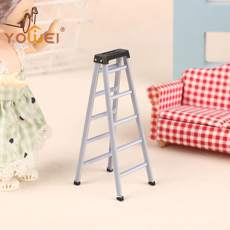 Scale Model Plastic Ladder for 1:12 Dollhouse, Micro Scene Construction Toy Furnishing Accessory