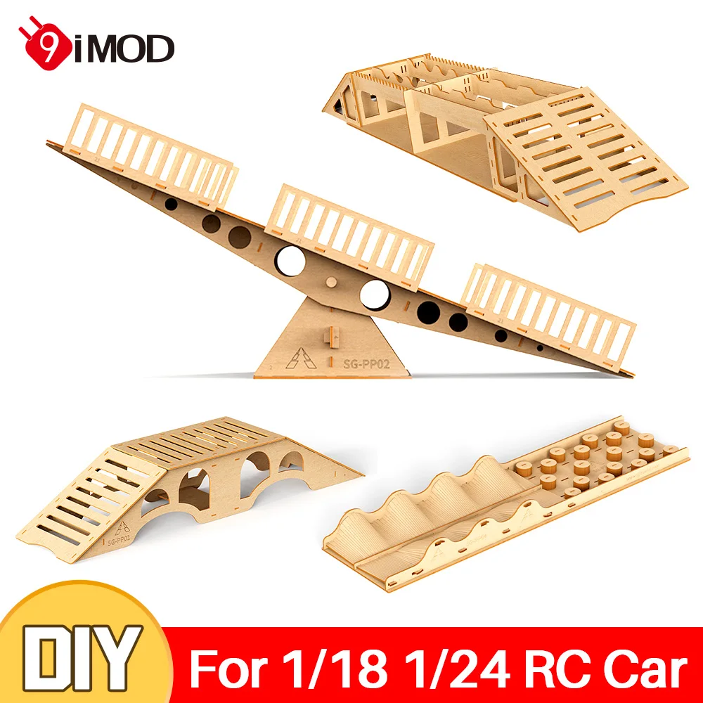9IMOD RC 클라이밍 카 소품 나무 단일판 다리 3D 퍼즐 나무 다리 시소 나무 파일 웨이브 DIY 1/18 1/24 RC 카용