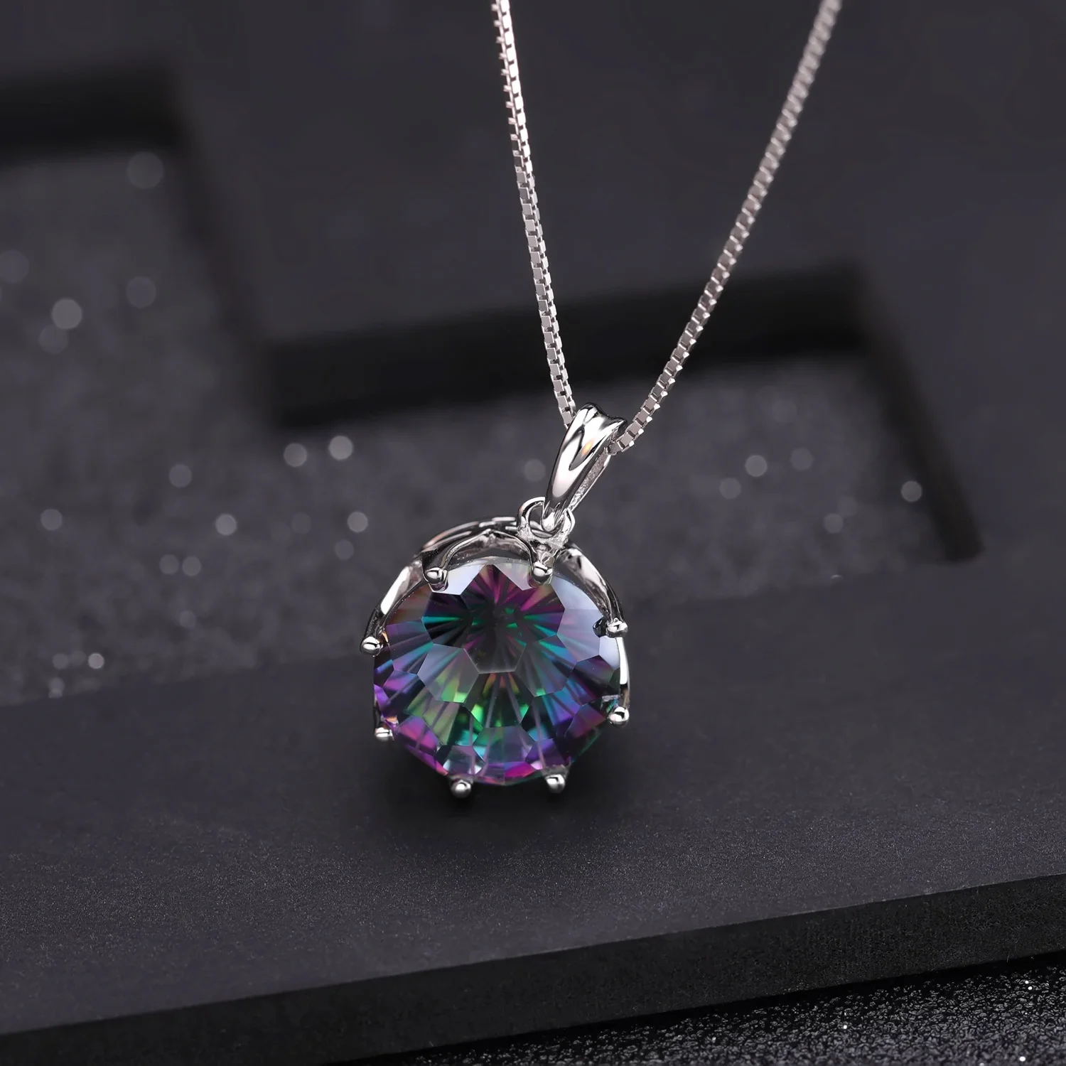 Luxury brand genuine real jewels Straight Color Fashion Personality s925 Silver Inlaid Crystal Necklace Pendant high quality