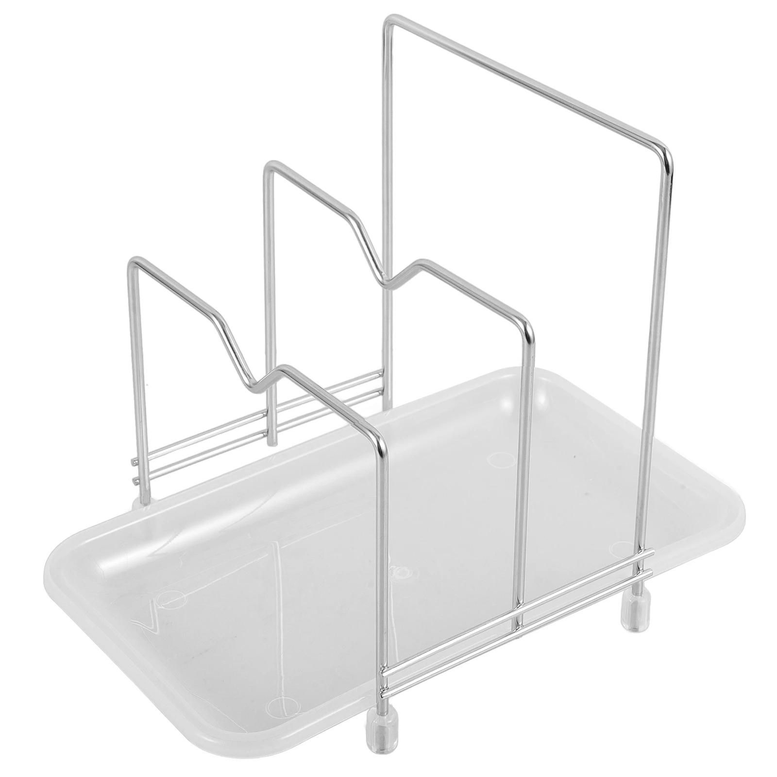 

Stainless Steel Cutting Board Rack Organizer Lid Storage Holder Kitchen Countertop Space-Saving Easy Clean Modern