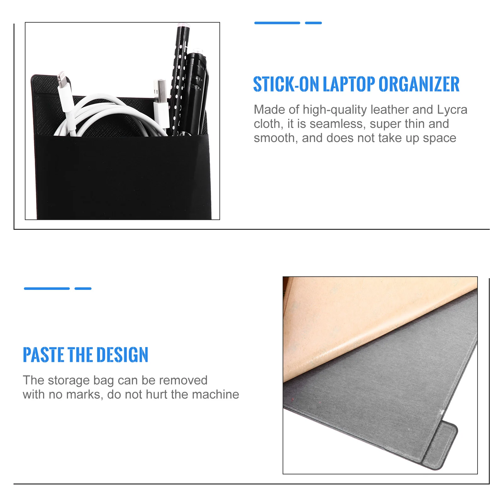 

1 pc Storage Bag For Laptop Tablet Accessories Elastic Stick-On Pouch Wireless Mouse External Hard Drive Case