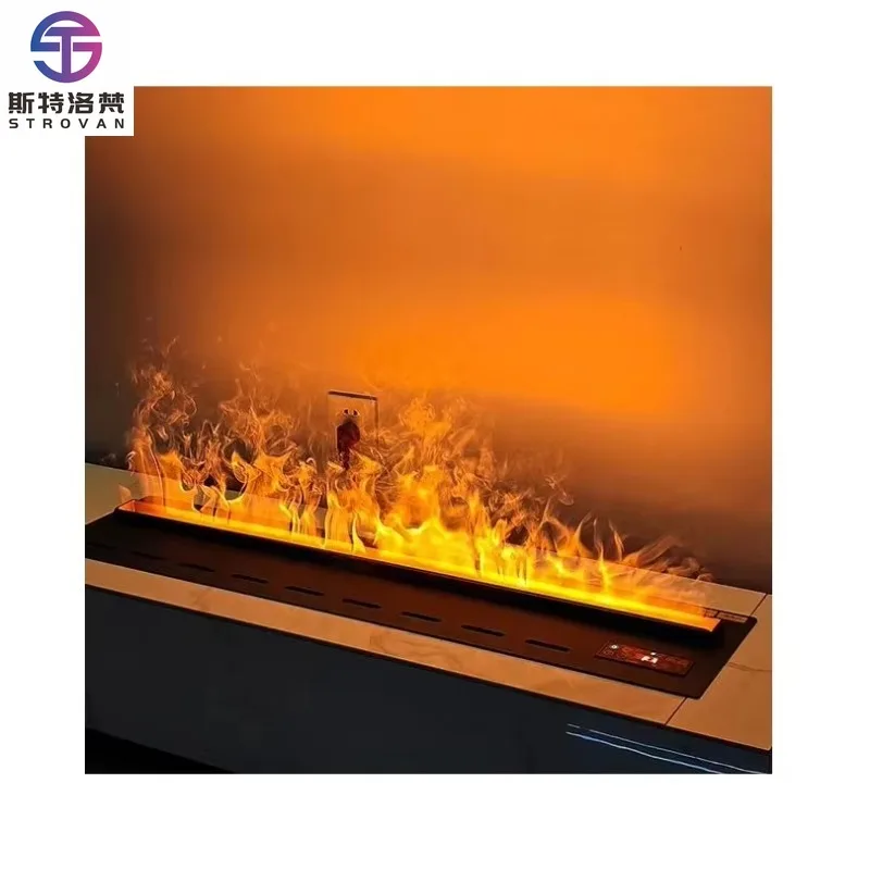 

ZXHK 3D Fireplace Voice Control Simulation Flame Water Vapor Fireplace Manual Remote Control 3D Atomizing Recessed Electric Fire