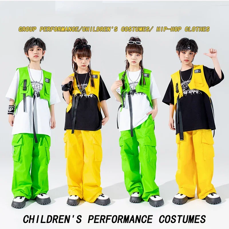 

2024 Girls Boys Jazz Dance Costume Kids Cool Hip Hop Clothing Kpop Outfit Children'S Stage Performance Street Wear