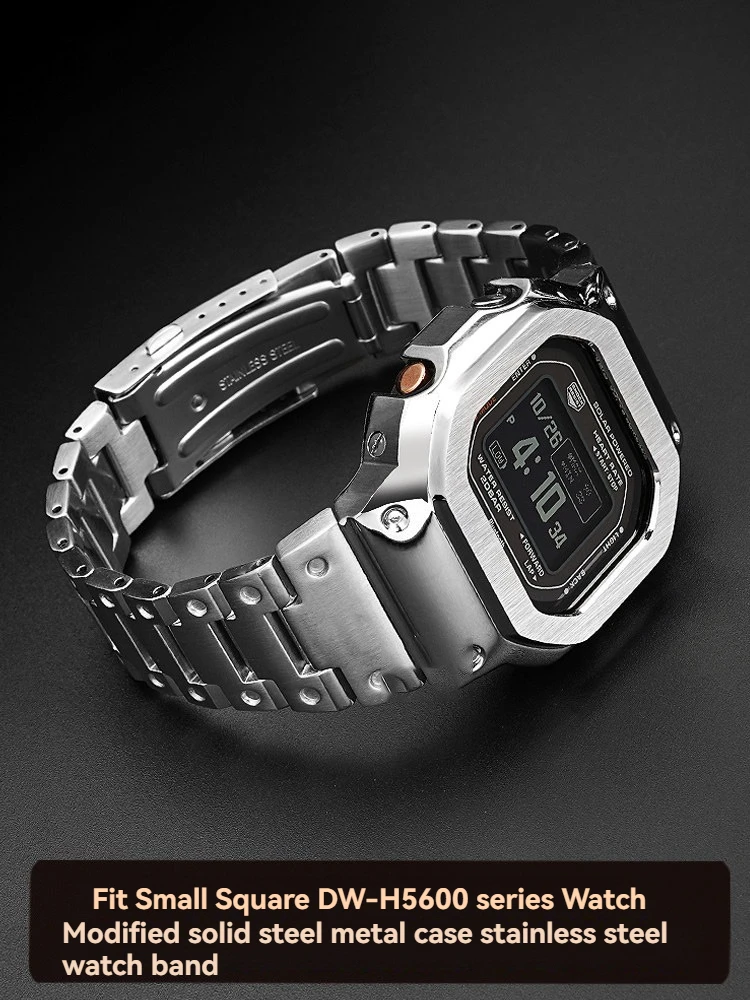 

DWH5600 Modified Metal Watchband+Case For CASIO 3516 DW-H5600 Small Square Stainless Steel Watch Strap Watch Set Men Accessories