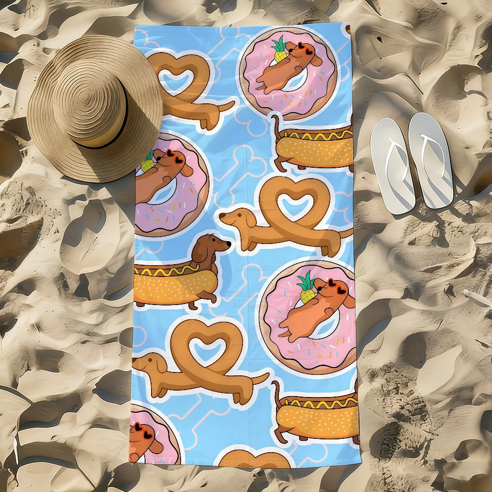 Sausage Dog Dachshund Cute Towel Beach Towel Oversized Quick Dry Towel Absorbent Soft Swim Beach Towels For Men Women