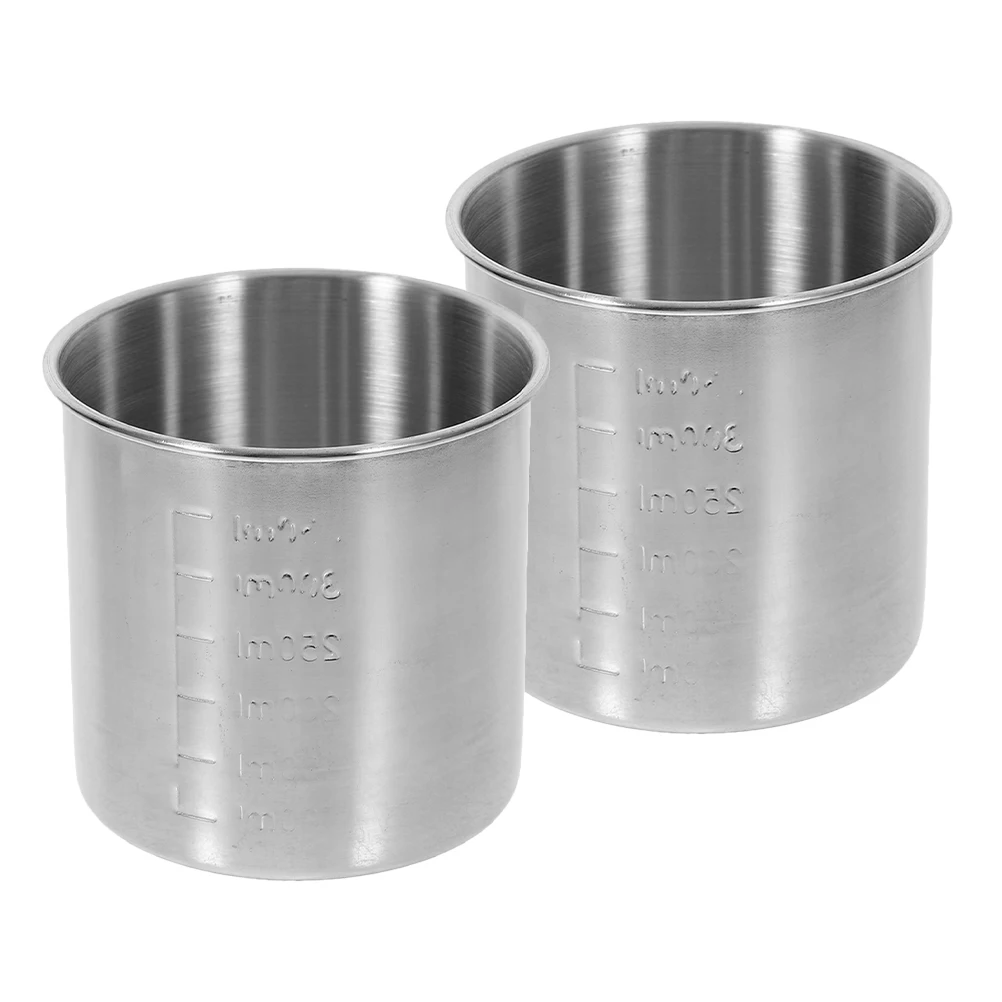 

2 Pcs Stainless Steel Measuring Cup Baking Supply Container Convenient Kitchen Cups Bakery Accessory