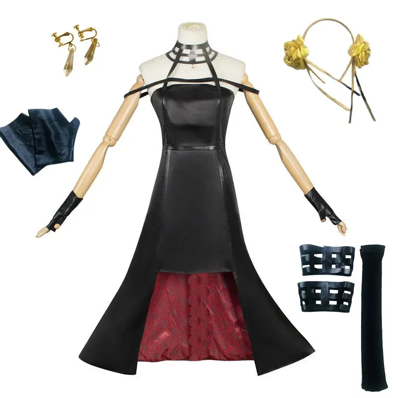 

2025 New anime spy X family yor forger wig black dress cosplay costume long hair women clothes☆☆☆aa