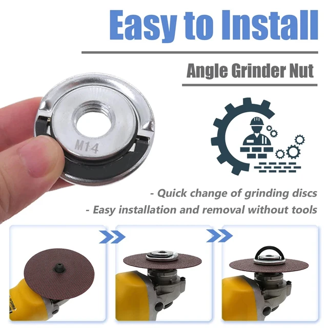 M14 Angle Grinder Quick Release Self-Locking Grinder Pressing Plate Flange Nut Power Chuck for Replacement/Fixing Cutting Discs 5