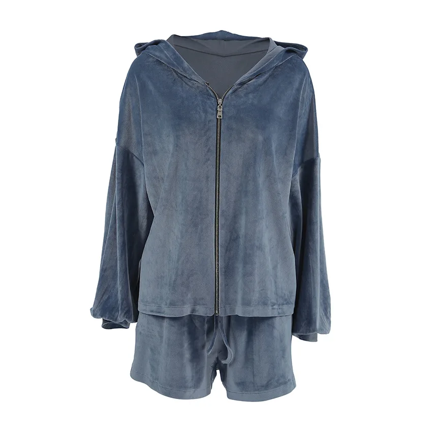 أزياء الخريف محبوك فضفاضة تنوعا طويلة الأكمام السراويل مقنعين بدلة رياضية غير رسمية Z451 #5