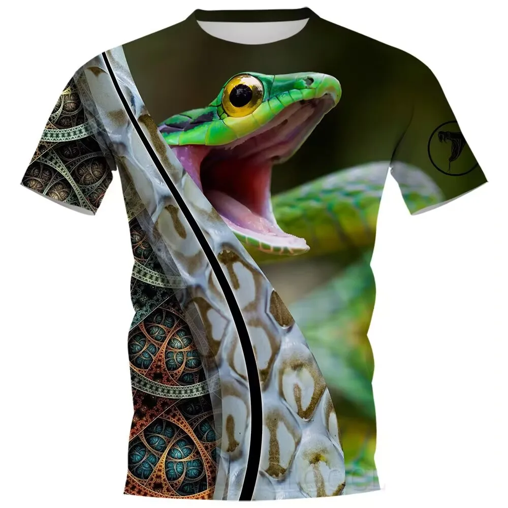 Y2K Fashion Summer Funny snake 3D Print T-Shirts Streetwear Men Harajuku Casual Oversized O-Neck T Shirt Tees Tops Clothing