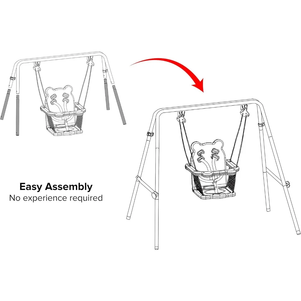 Heavy duty baby indoor/outdoor swing set, with seat belt, blue, 52 inches long x 55 inches wide x 47 inches high