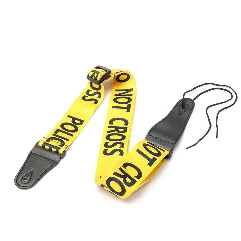 Yellow Adjustable Polyester Guitar Belt Guitar Strap with PU Leather Ends for Electric Bass Guitar Parts Accessories