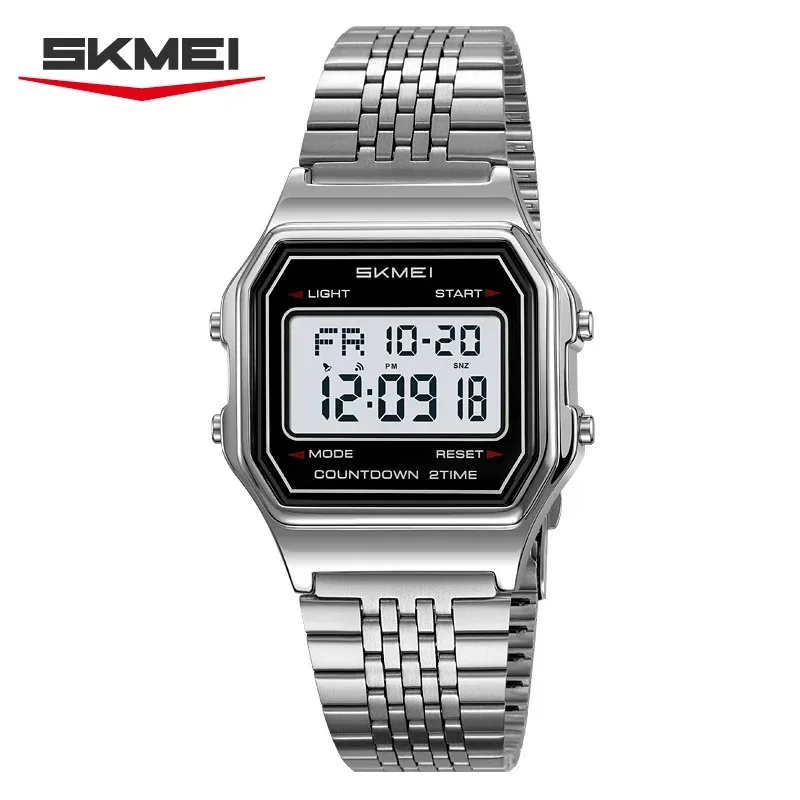 

SKMEI 2465 Luxury Men's Digital Watch Waterproof Stainless Steel Electronic Men's Watch LED Display Sport Clock reloj hombre