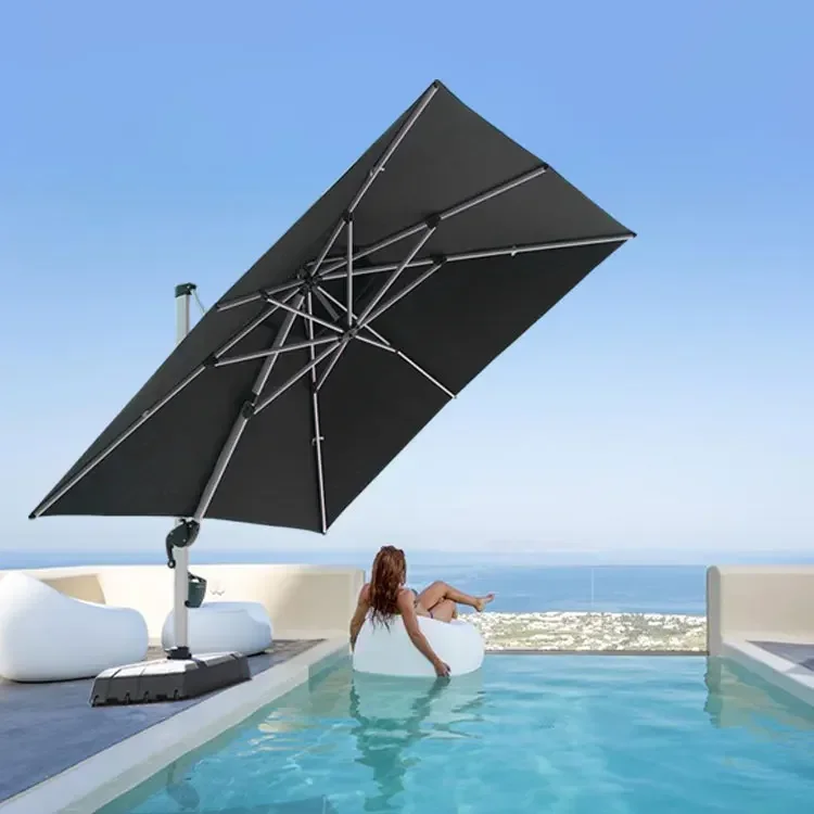 

Hot Large Waterproof Double Canopy Outdoor Umbrella Beach Aluminum Cantilever Garden Parasols Patio Umbrellas