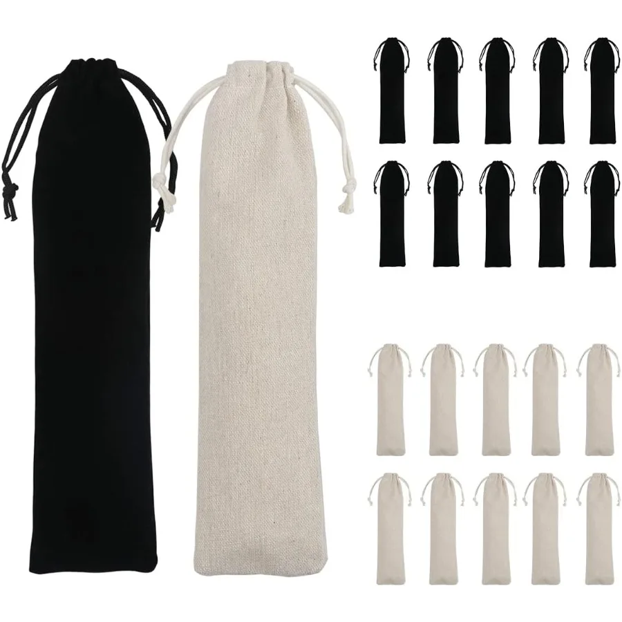

20- шт. портативная дорожная сумка из хлопка и льна, соломенная сумка для хранения на шнурке, безопасный и многоразовый ящик для хранения, чехол для вилки S