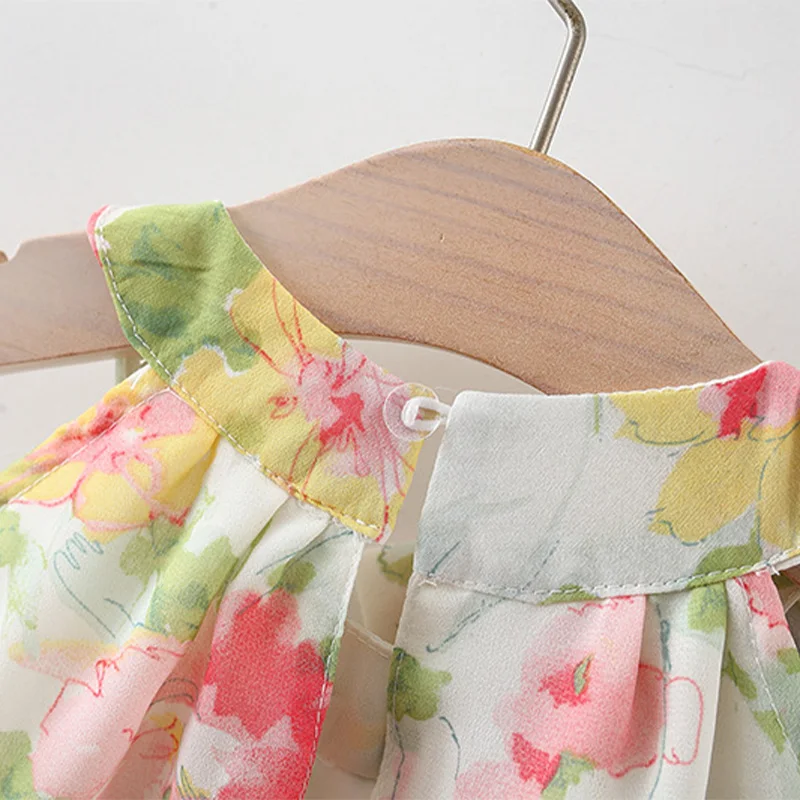 (0-3 Years Old) Summer Baby Girl Bow Princess Thousand Layer Chiffon Dress Girl Flower Sleeveless Beach Dress