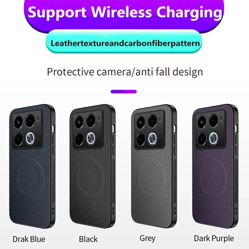 Силиконовый чехол из искусственной кожи с узором из углеродного волокна для Infinix Note 40 Pro Plus 4G 5G с магнитной беспроводной зарядкой, мягкие чехлы на заднюю панель