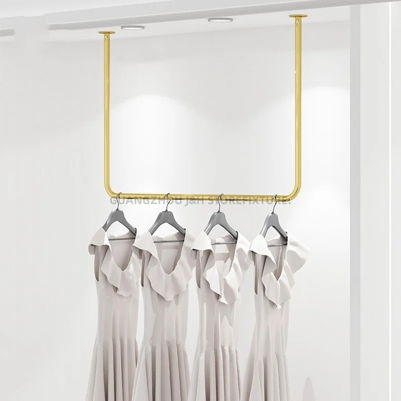 Set Rak Baju Dinding Stainless Steel Harga Pabrik, Rak Pakaian Butik, Rak Baju Emas