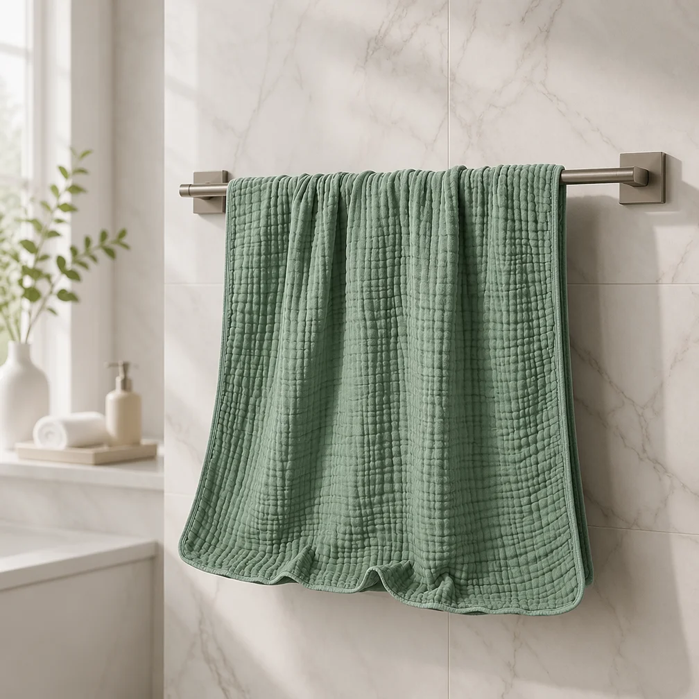 100% Cotton Bath Beach Towel Multi Use Solid Muslin Gauze Ultra Soft Absorbent Breathable Towel Blanket For Kids Baby 110*120