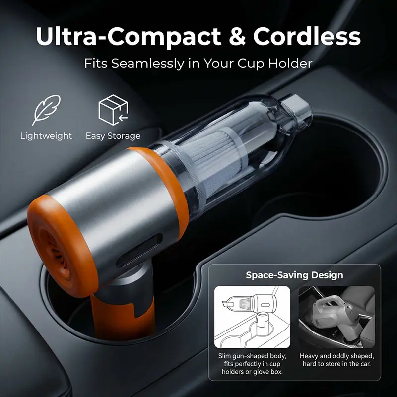 Handheld Car Vacuum Cleaner & Air Pump Combo Set Wireless Portable Cordless Mini Vacuum Inflator For Home Auto Use