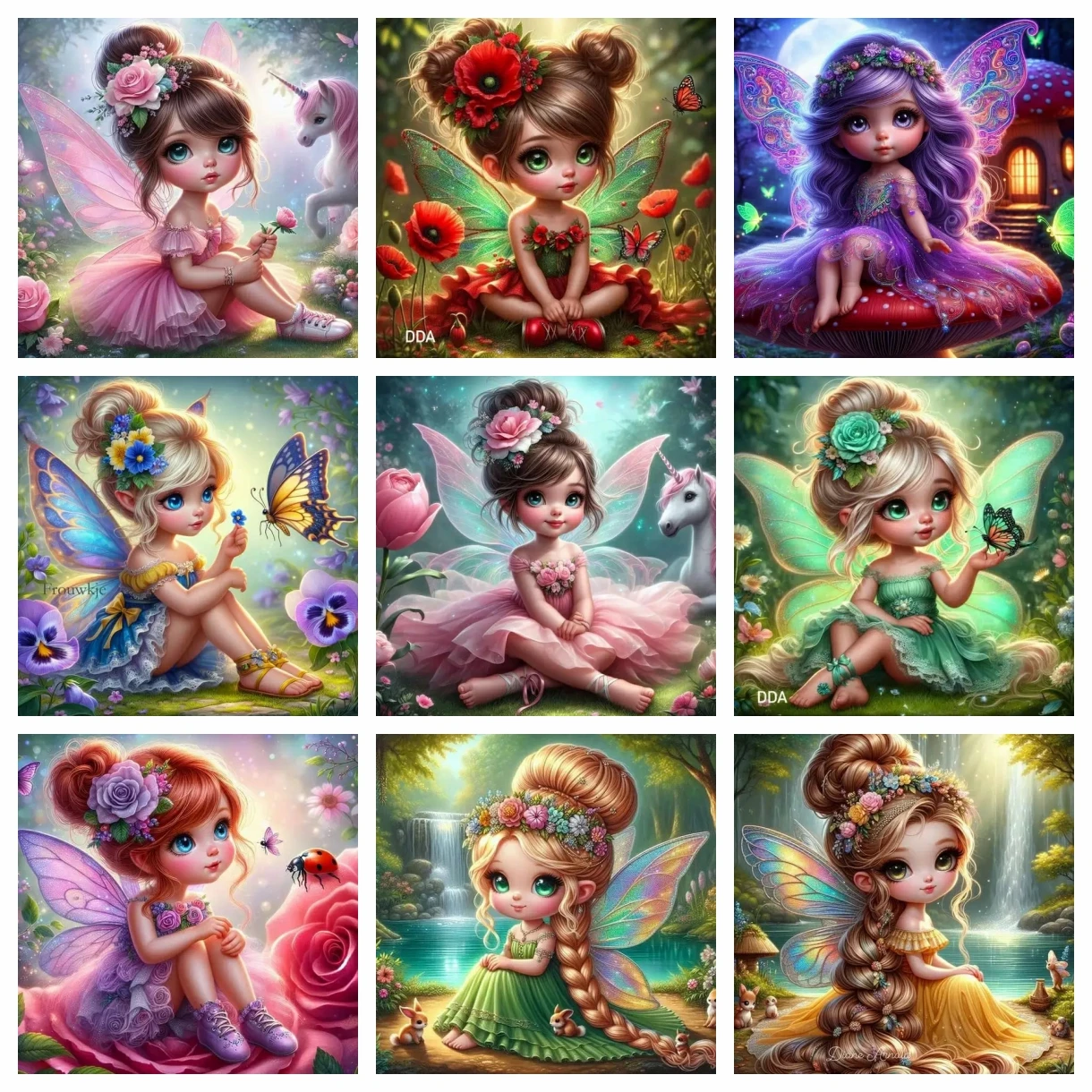 

Алмазная 5D картина «Цветок феи и принцесса» из мультфильма «сделай сам», полноразмерная мозаика для вышивки крестиком, украшение для дома, подарки