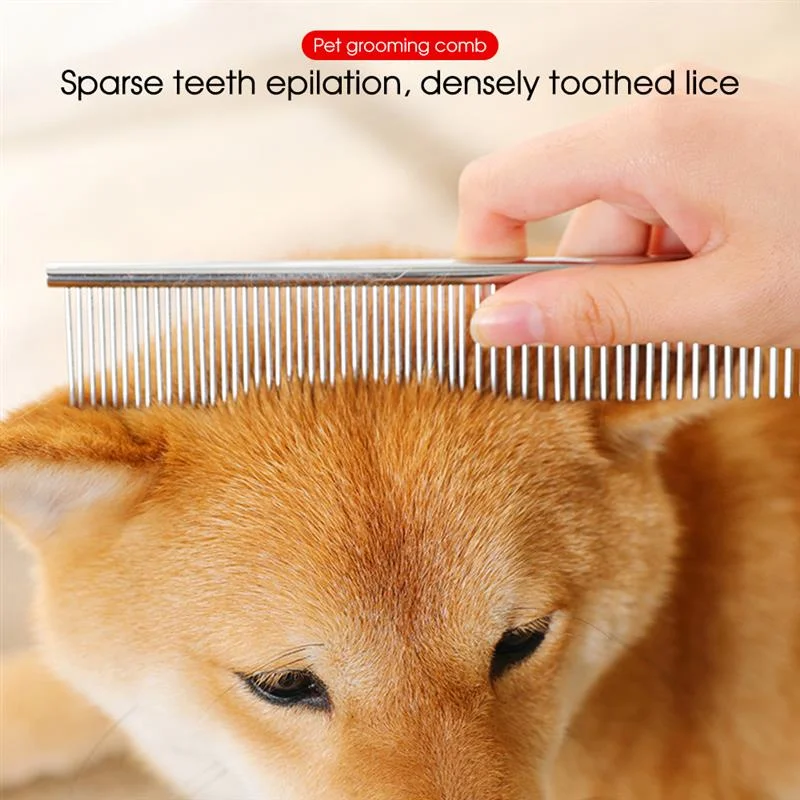 Pet Dematting Comb Stainless Steel Pet Grooming Comb for Dogs and Cats Gently Removes Loose Undercoat Flea Comb Pretty&Better