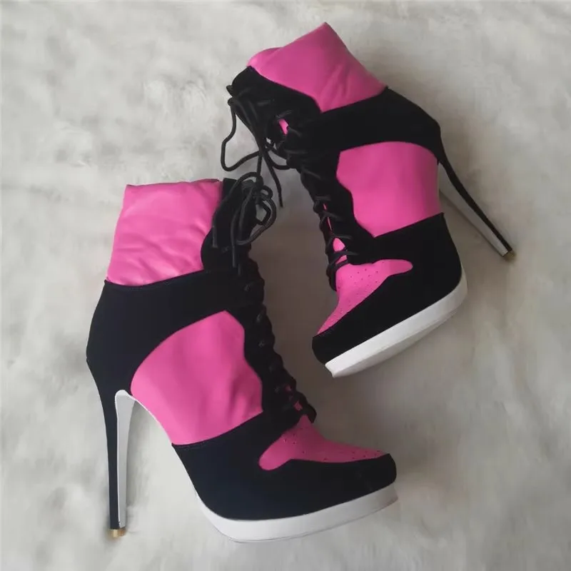 2026 New Lace Up Ladies High Heel Shoes Strange Steampunk Boot Victorian Ankle Boots Women Pointed Toe Thick Soled Short Boots