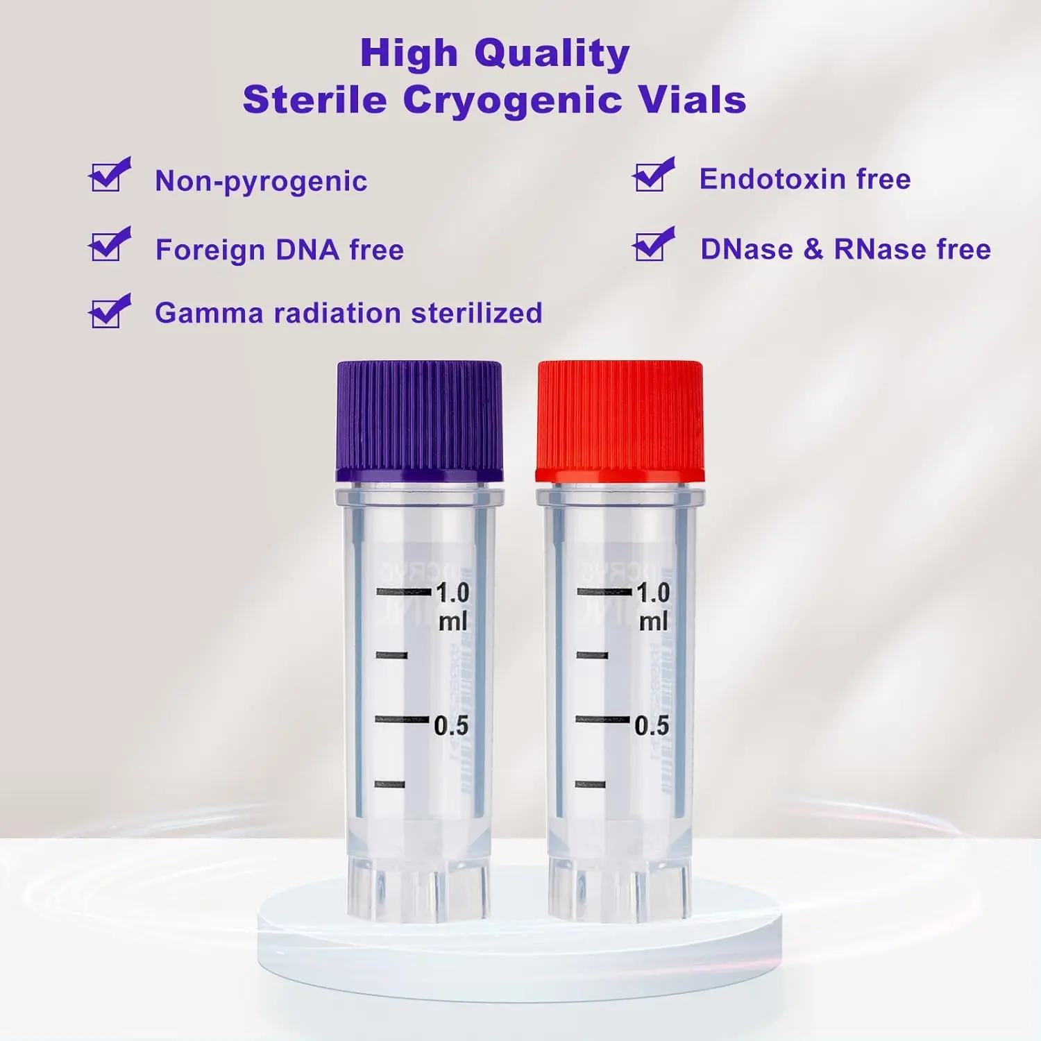 Multi-Coded Cryovials, 1ml Cryotubes,Sample Vials, Sterilisation Tubes with External Thread Polypropylene Vials for Labotory