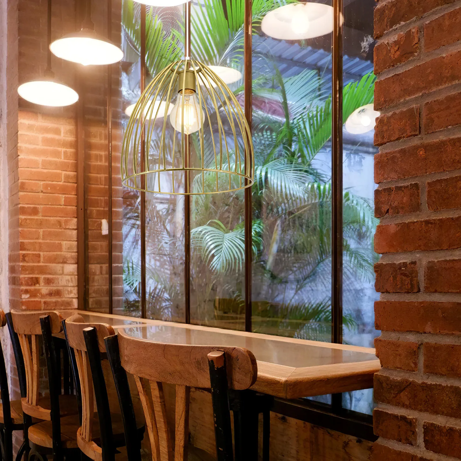 Golden Metal Cage Lampshade Industrial Birdcage Pendant Ceiling Light Shade Hollow Out Wire Lamp Shade for Indoor Light