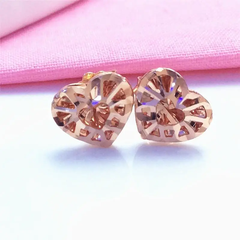 585 fioletowe złoto moda hollow heart ear studs14k różowe złoto trójwymiarowy projekt romantyczny urok randki biżuteria ślubna