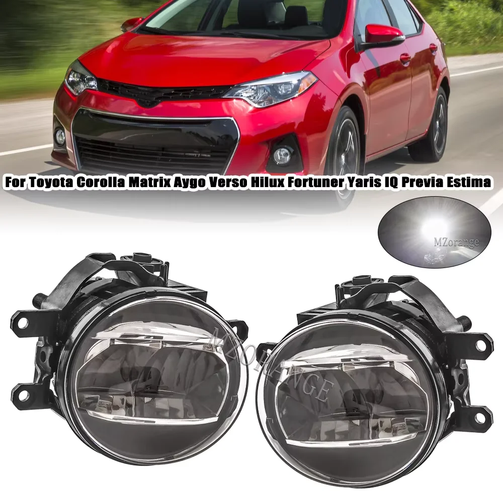 

Pair LED Fog Light For Toyota Corolla Matrix Aygo Verso Hilux Fortuner Yaris IQ Previa Estima Headlight Front Bumper Fog Lamp