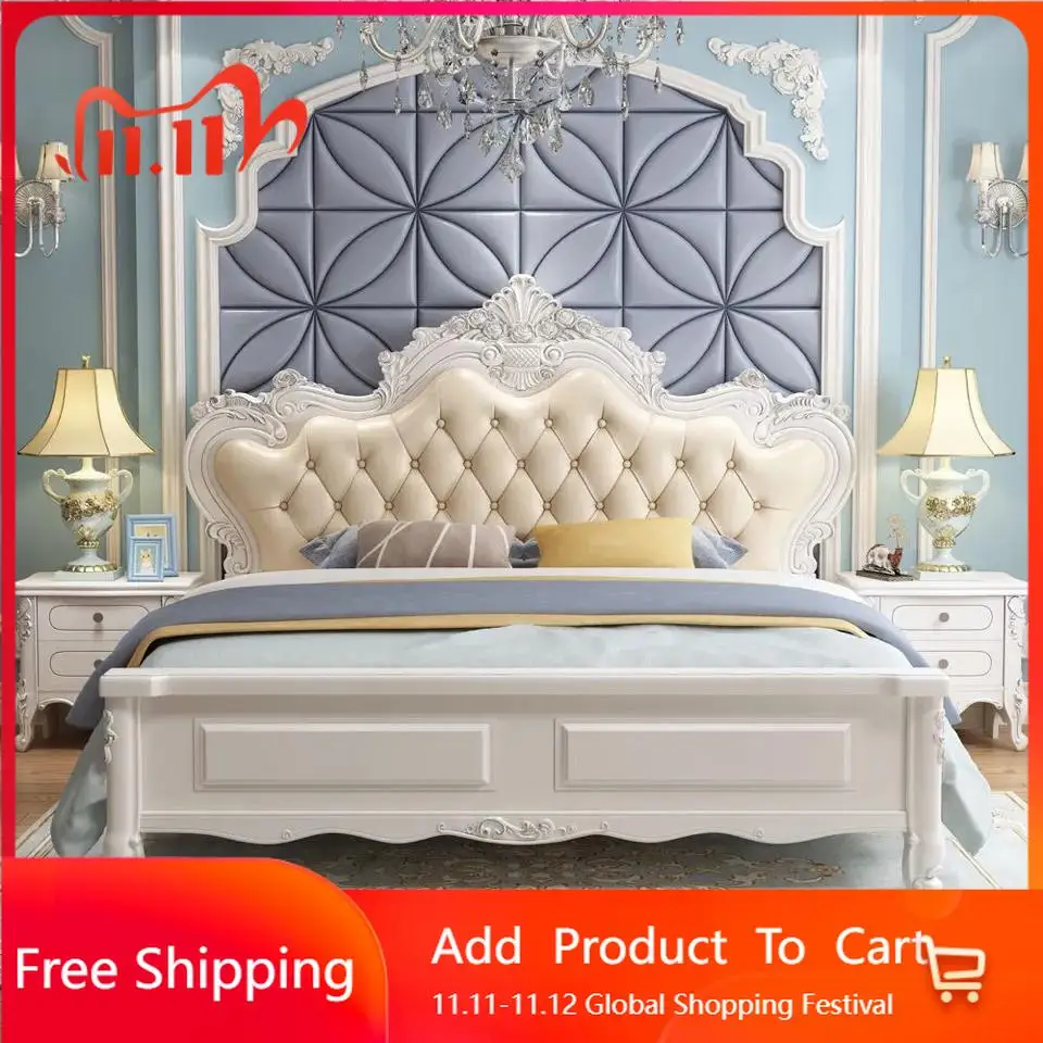 

Modern High End Bed Minimalist Headboard Design Reading Light Luxury Bed High Quality Fashionable European Muebles Furniture