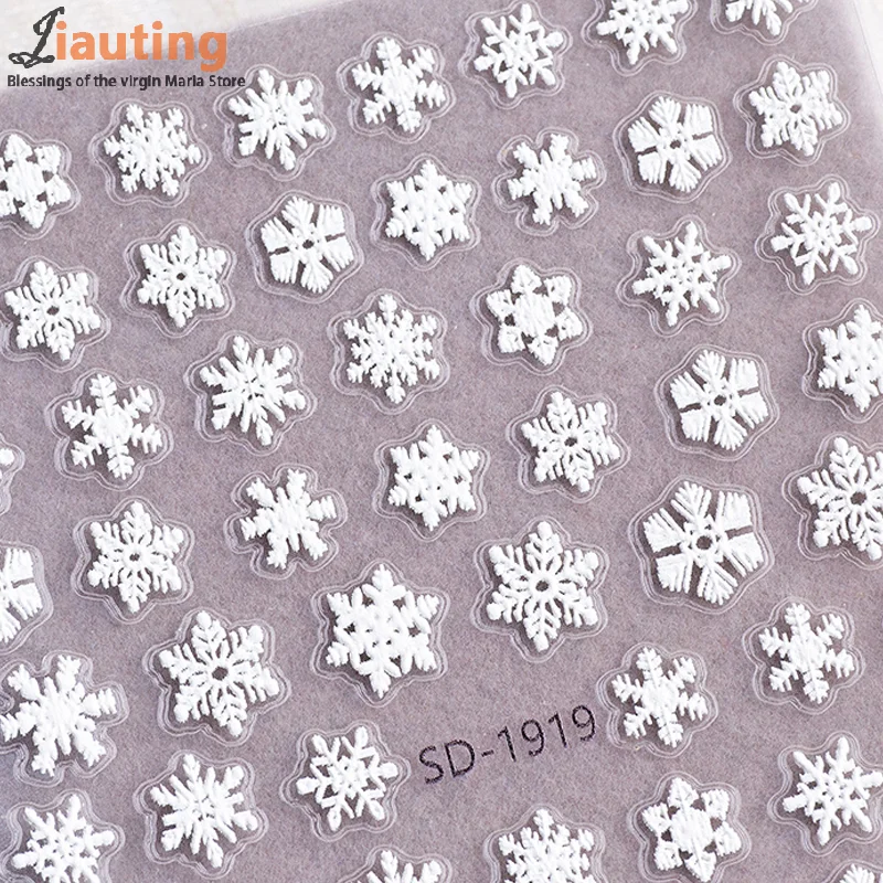 크리스마스 사랑스러운 만화 리본 산타클로스 눈사람 크리스마스 트리 엘크 눈송이 네일 아트 스티커 귀여운 매니큐어 데칼