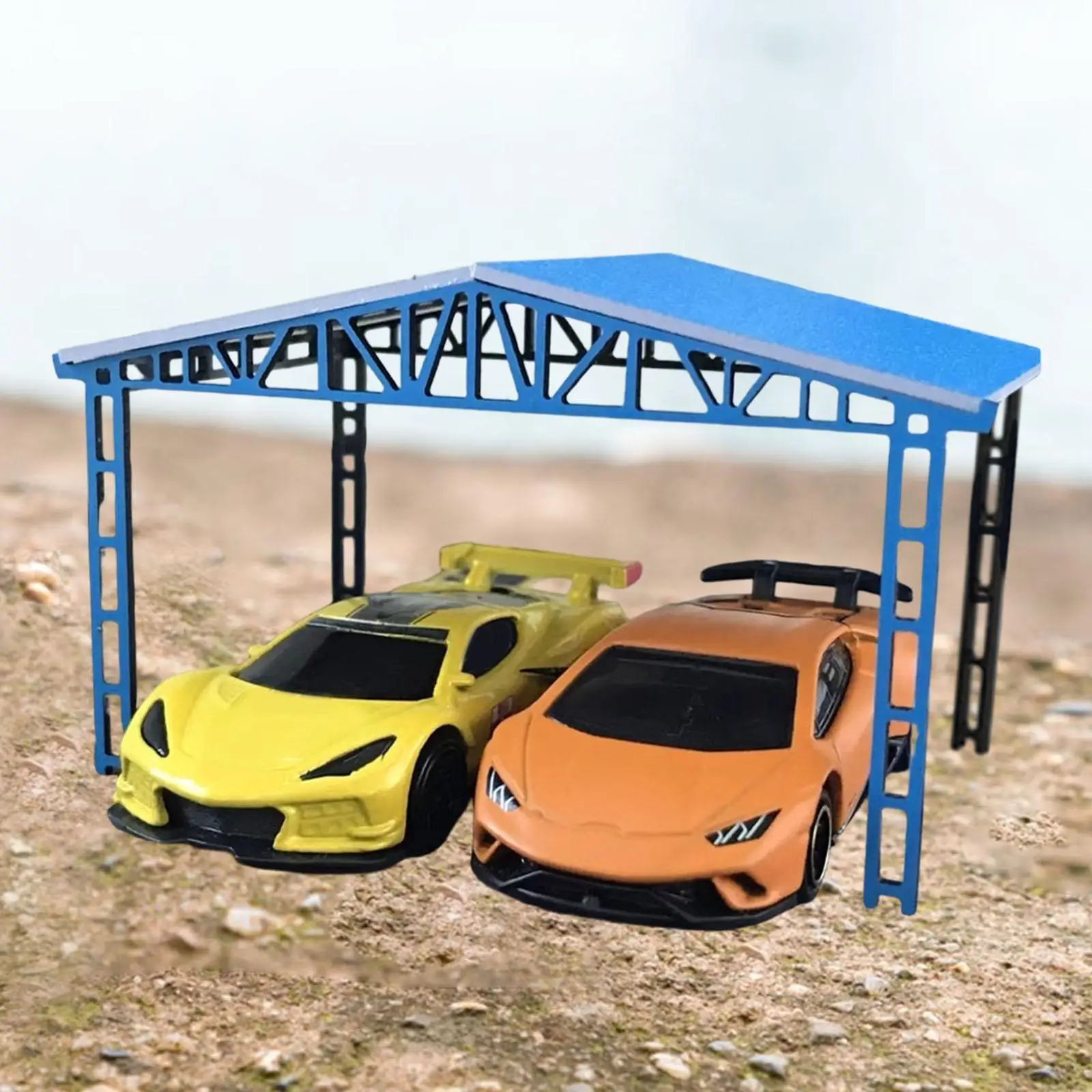 Miniature Carport Model 1/64 1/87 Layout Photo Prop Multifunctional Small Shed Diorama for Toy Car Display Sand Table Decoration