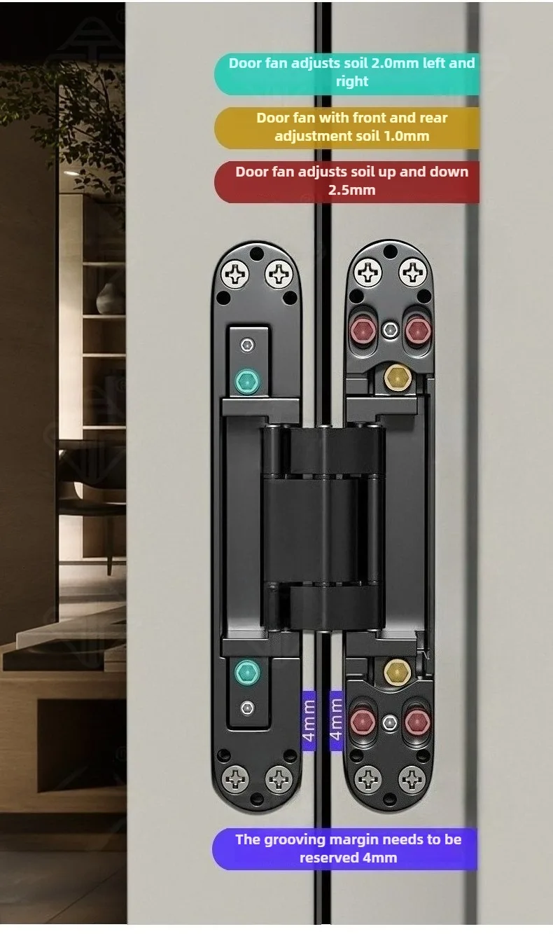 40/80 kg 2 Stück/Set Scharniertürbeschläge für Möbel, verdeckte Holztür, Falttür, verstellbare verdeckte Form, Tragfähigkeit – Detail 5