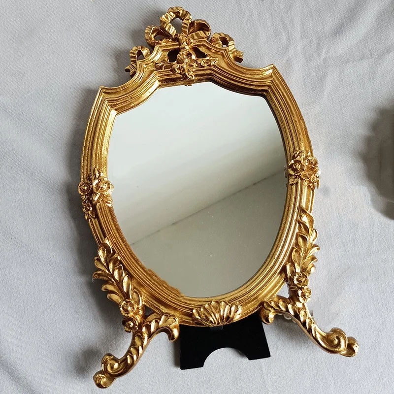 

Европейское зеркало для макияжа, настольное креативное одностороннее зеркало, украшение для настольного зеркала из смолы