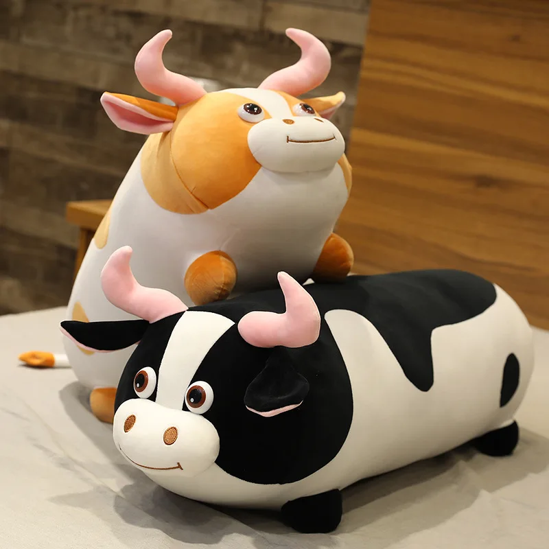 Cute Black and White Cow Plush Toys Cartoon Flower Cow Stuffed Toy Baby Sleeping Appease Pillow Sofa Pillow Cushion Xmas Gifts