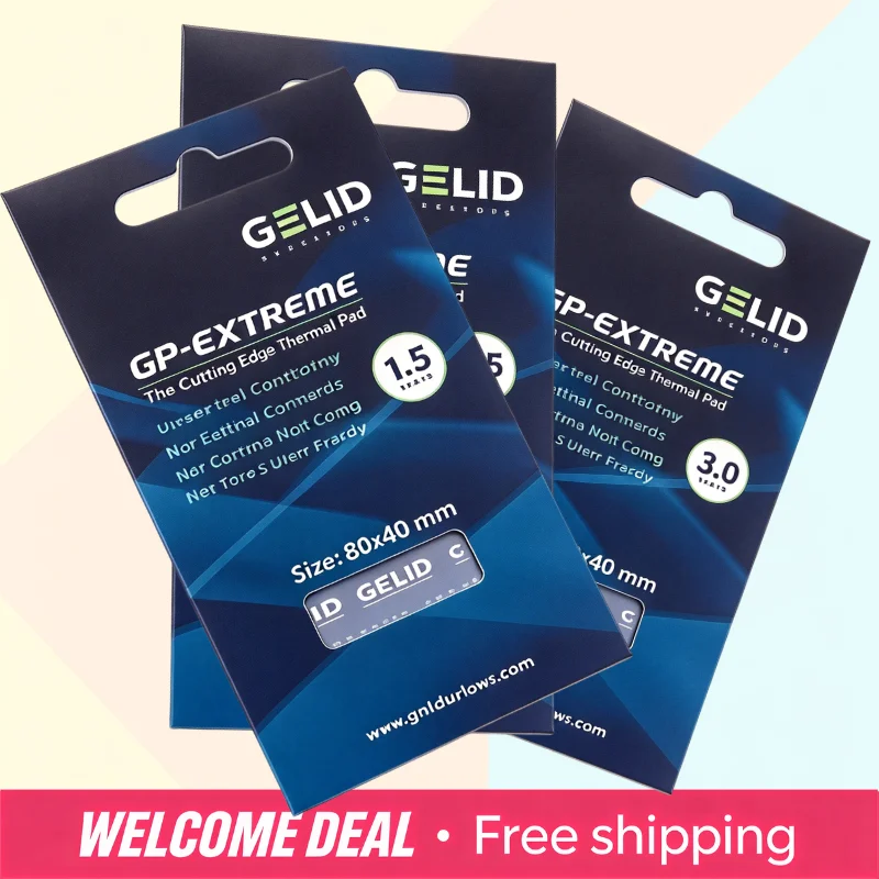 GELID GP-EXTREME Thermal Pad 12W/mK 80x40mm Grey Thermal Pads for GPU PS4 CPU Laptop 0.5/1.0/1.5/2.0/2.5mm Non-conductive