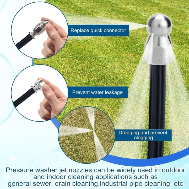

5000PSI Pressure Washer Sewer Jetter Nozzle Rotating Quick Drain Cleaner