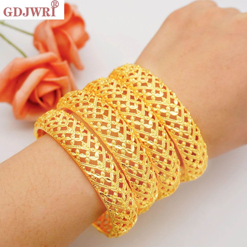 

Dubai Bangles Gold African Bracelet For Women Alloy Jewellery Wedding Gift Luxury Hawaiian Jewelry