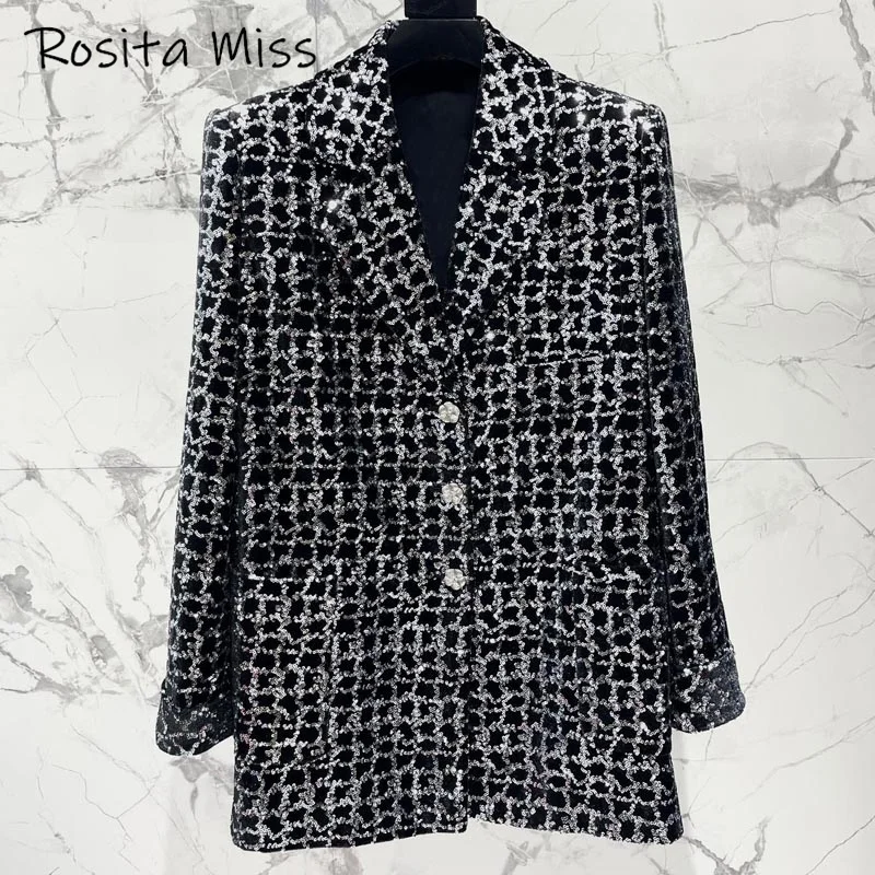 12.7 Autumn Winter New Women's Clothes Gorgeous Sequins Embroidery Lapel Single Breasted High Quality Temperament Blazer